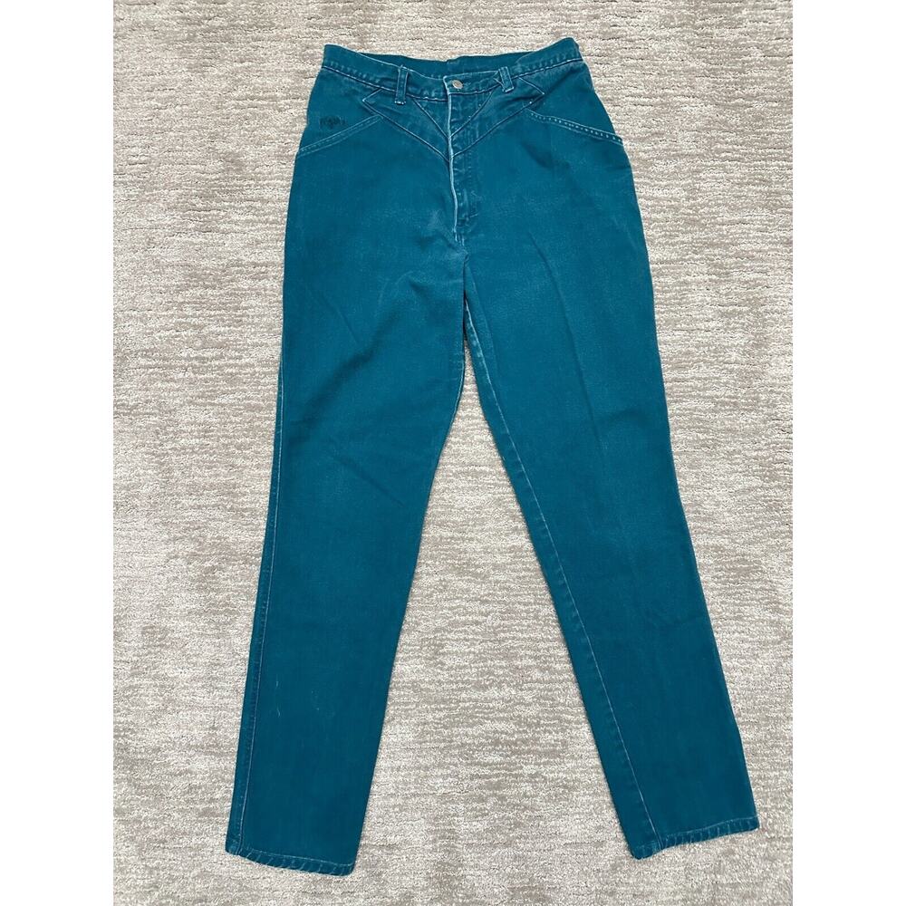 VTG Roper Jeans Womens 28x34 Teal Blue High Rise Western Mom Bareback 80s